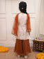 Kid One Jacquard Kurti Plazzo Set Offwhite