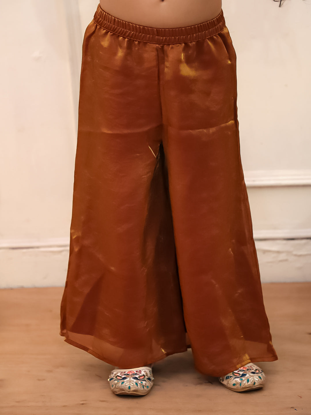 Kid One Jacquard Kurti Plazzo Set Offwhite