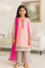 Kid One Jacquard Kurti Plazzo Set Pink
