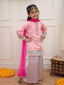 Kid One Jacquard Kurti Plazzo Set Pink