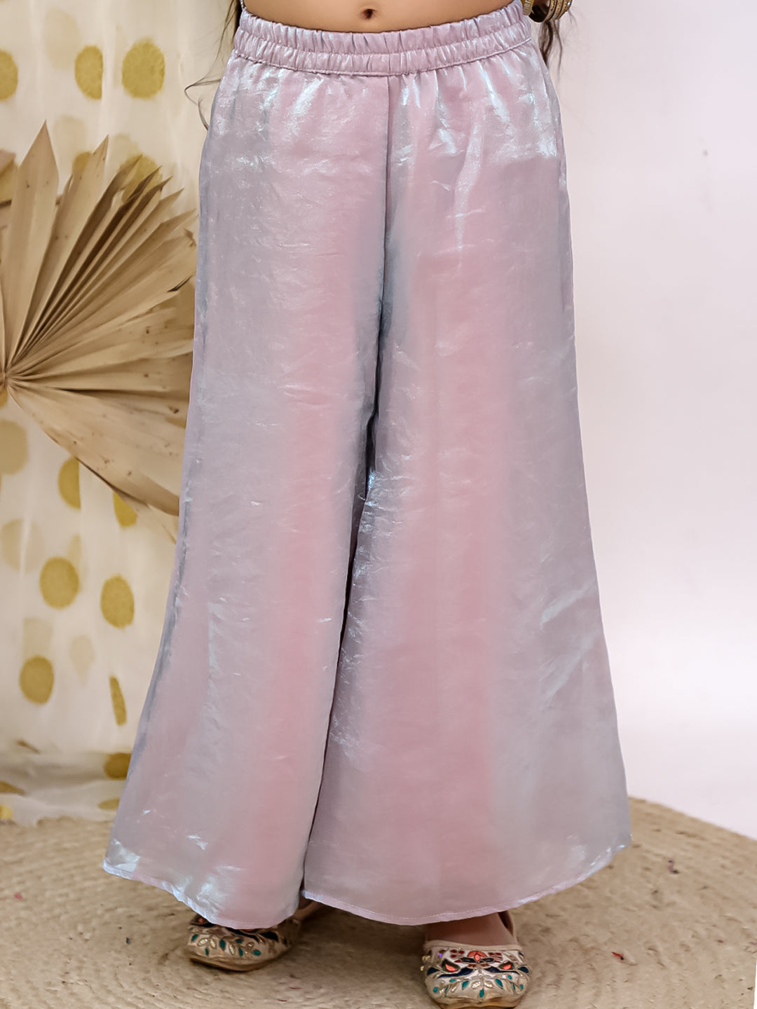 Kid One Jacquard Kurti Plazzo Set Pink