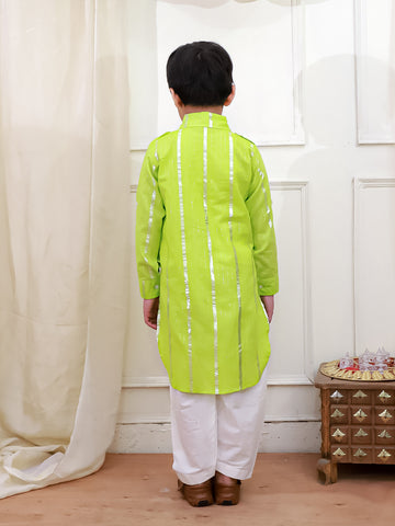 Kid One Pathani Kurta with Salwar Green
