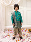 KID1 Thala Silk Scarve Sherwani Dhoti Set Green