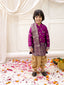 KID1 Sequins Cape Gown Pattu For Girl With Thala Silk Scarve Sherwani Dhoti Set For Boys - Purple