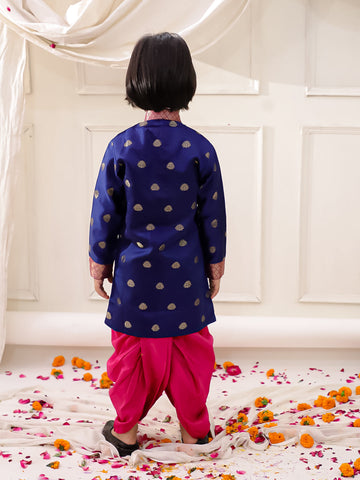 KID1 Royal Sherwani Dhoti Set Navy
