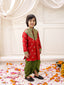 KID1 Royal Sherwani Dhoti Set Red