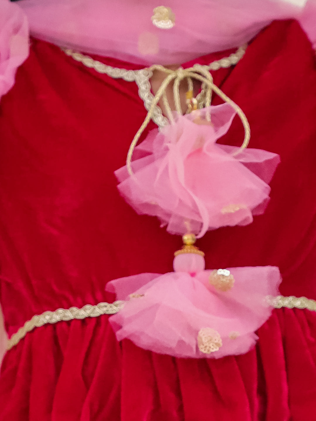 KID1 Riwaz Rani Velvet Sharara Set Pink