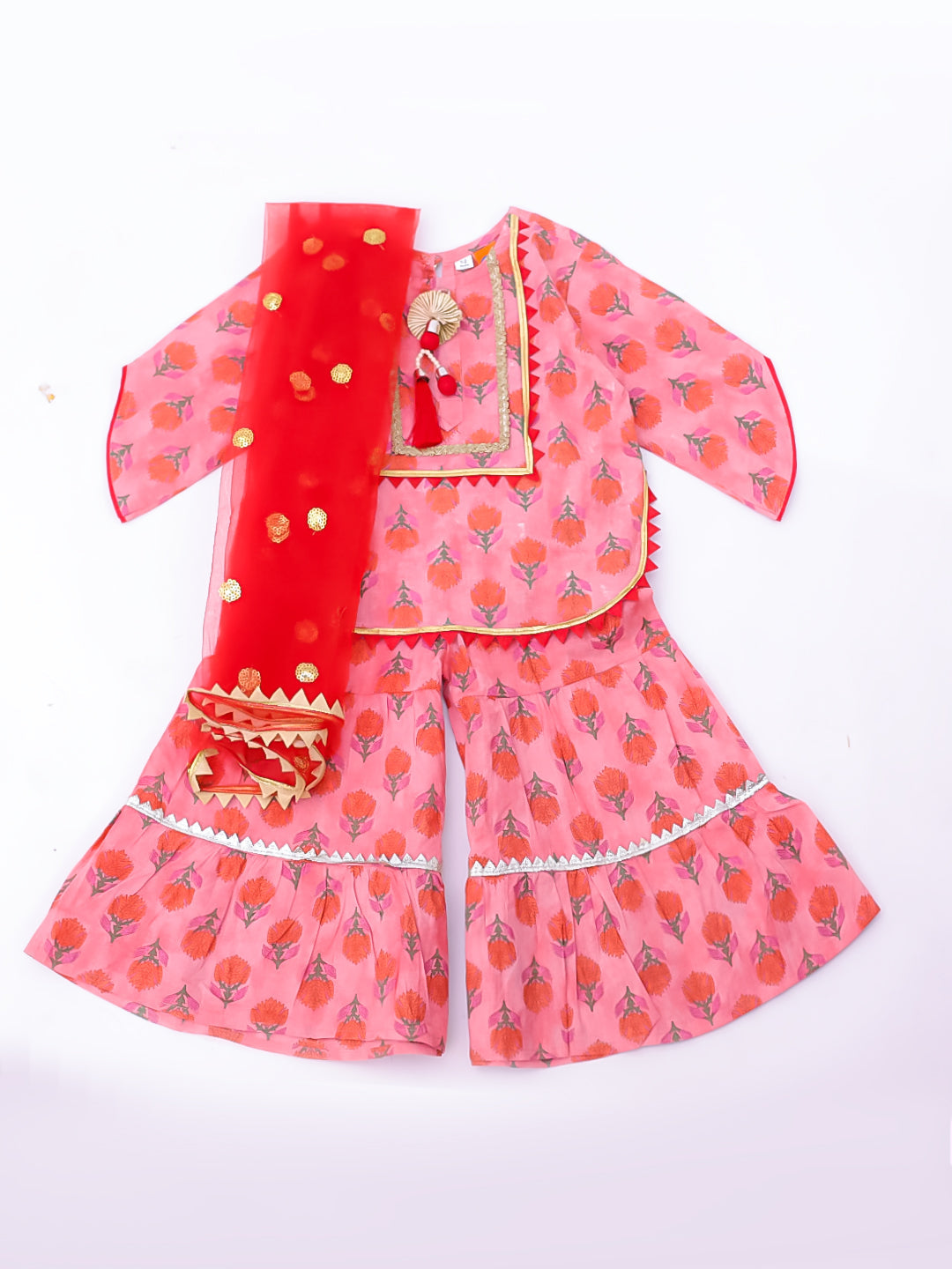 KID1 Infants Bela Kurti Sharara Set Peach