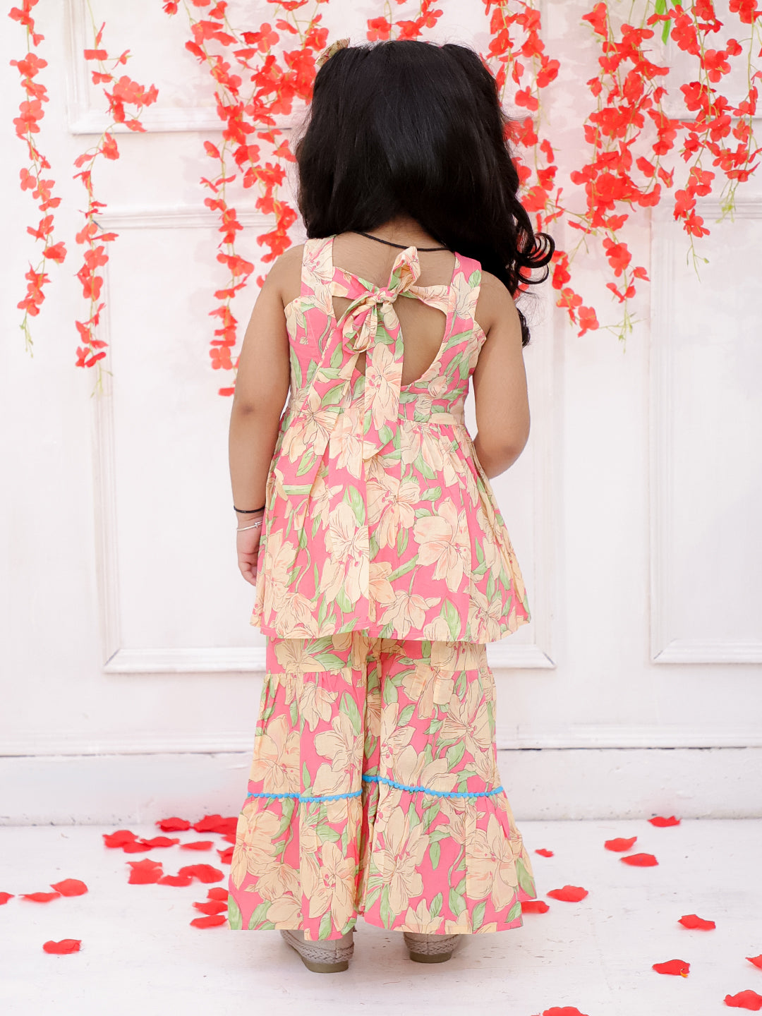 KID1 Sunny Sharara Set With Bow Clip Pink