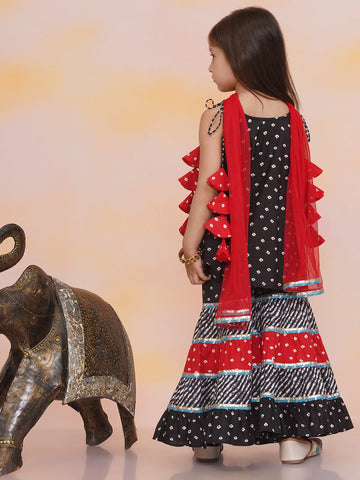 KID1 Aisha Bandhani Sharara Set Black