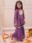 KID1 Chinon Embroidery Kurti With Sharara Set Purple