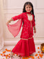 KID1 Chinon Embroidery Kurti With Sharara Set Red