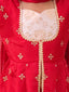 KID1 Chinon Embroidery Kurti With Sharara Set Red