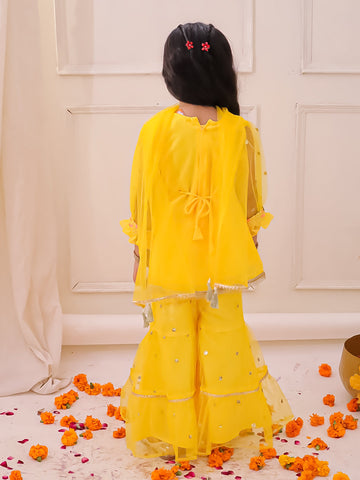 KID1 Vaani Kurti Sharara Set Yellow