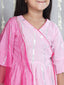 KID1 Silver Lurex Kurti And Sharara Set With Dupatta Pink