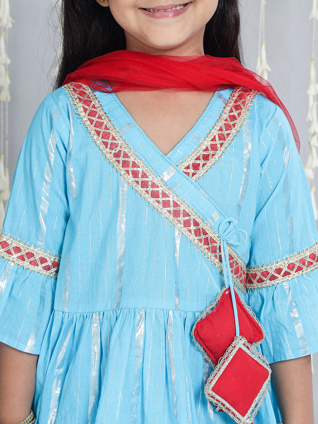 KID1 Gul Kurti With Sharara Set With Dupatta Blue