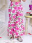 Kid One Sleeveless Floral Printed Cotton Kurta Sharara With Headband Set For Girls Pink