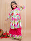 Kid One Pure Cotton Blossom Kurti Sharara With Dupatta Set For Girls Pink