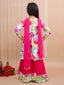 Kid One Pure Cotton Blossom Kurti Sharara With Dupatta Set For Girls Pink