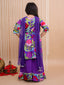 Kid One Pure Cotton Blossom Kurti Sharara With Dupatta Set For Girls Purple