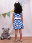 Kid One Shell Block Print Top & Skirt Set Blue
