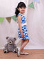 Kid One Shell Block Print Top & Skirt Set Blue