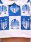 Kid One Shell Block Print Top & Skirt Set Blue