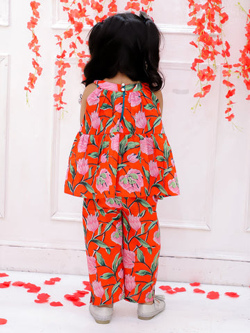 KID1 Pink Bow Co-Ord Set Orange