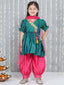 KID1 Chaandbutti Peplum Top With Afgani Salwar With Dupatta Green