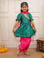 KID1 Chaandbutti Peplum Top With Afgani Salwar With Dupatta Green