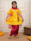 KID1 Chaandbutti Peplum Top With Afgani Salwar With Dupatta Yellow