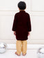 KID1 Embroidered Velvet Sherwani Set Wine