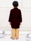 KID1 Mahira Palazzo Set For Girls With KID1 Embroidered Velvet Sherwani Set For Boys - Wine
