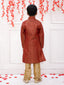 Kid One Buti Jacquard Sherwani Maroon