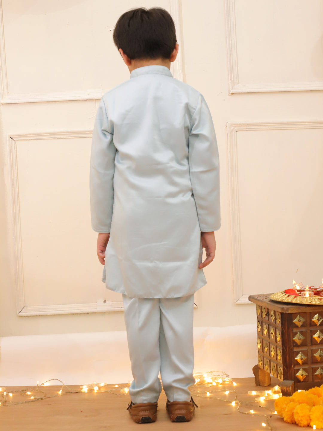 KID1 Embroiderd Sherwani Kurta Pajama Set Blue