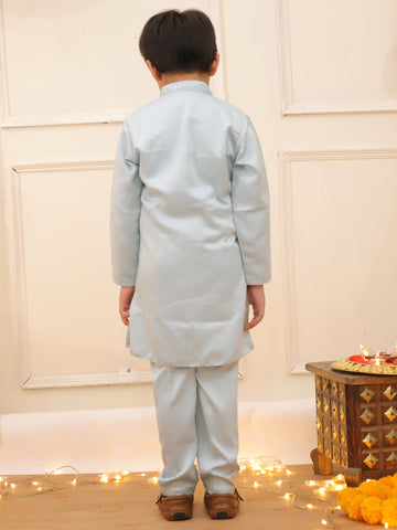 KID1 Embroiderd Sherwani Kurta Pajama Set Blue
