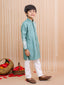 Kid One Royal Embroidered Sherwani Set For Boys Green