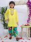 Kid One Cotton Floral Embroidered Kurta With Dhoti Set For Boys Yellow