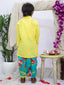 Kid One Cotton Floral Embroidered Kurta With Dhoti Set For Boys Yellow