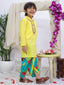Kid One Cotton Floral Embroidered Kurta With Dhoti Set For Boys Yellow