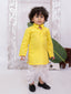 Kid One Full Sleeves Zig Zag Embroidered Cotton Kurta Dhoti Set For Boys Yellow