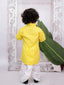 Kid One Full Sleeves Zig Zag Embroidered Cotton Kurta Dhoti Set For Boys Yellow