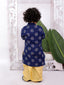 Kid One Full Sleeves Mirror Work Cotton Embroidered Kurta With Dhoti For Boys Blue