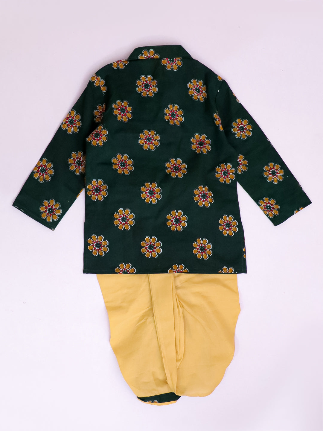 Kid One Infant Mirror Work Cotton Embroidered Kurta With Dhoti For Boys Green