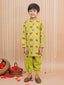 Kid One Elephant Print Kurta Dhoti Set For Boys Green