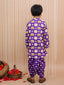 Kid One Elephant Print Kurta Dhoti Set For Boys Purple