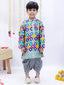 Kid One Sitara Printed Kurta Dhoti Set For Boys Grey