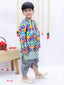 Kid One Sitara Printed Kurta Dhoti Set For Boys Grey