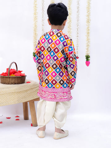 Kid One Sitara Printed Kurta Dhoti Set For Boys Multi