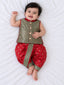 Kid One Jacquard Jacket Dhoti Set For Boys Red